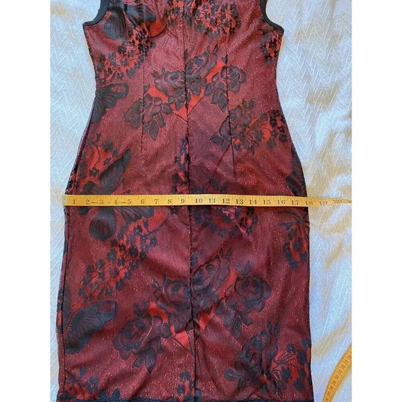 Kenancy NEW Whimsigoth Dark Fairycore Dress Sz L Red Black Lace Rose Butterflies - Picture 13 of 16